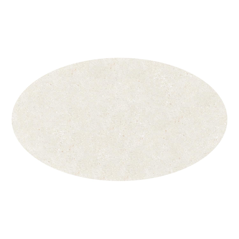 Table de jardin Fano oval en aluminium beige et céramique pleine Shilin - Lg. 140 x Lrg. 80 x Haut. 74.5 cm