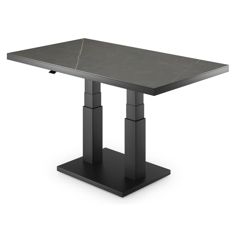 Table basse Cirello Pop up en aluminium noir et céramique pleine noir - Lg 140 x larg. 80 x H 71,6 cm