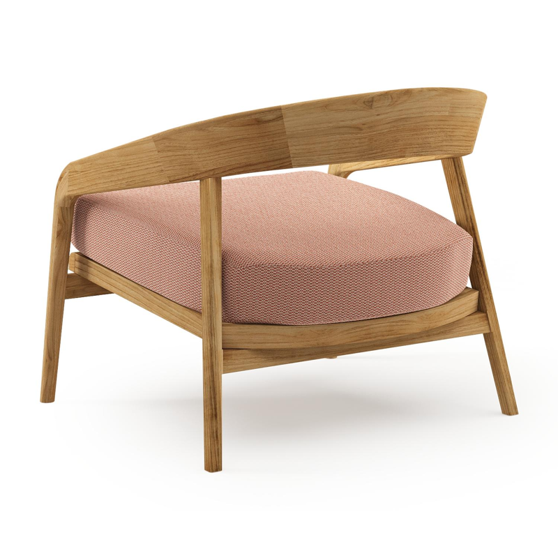 Lacrima loungestoel in teak met lopi fawn all weather Sunbrella® luxe kussen