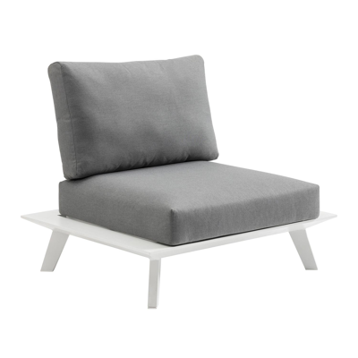 Puglia loungezetel 1-zit in wit aluminium met grijs weather+ softtouch kussen