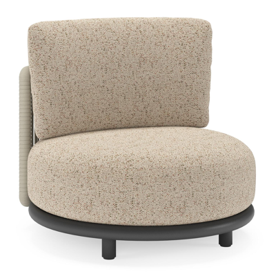 Lomano loungestoel in zwart aluminium en beige verticaal geweven luxe vlakke rope met Bora Jungle all weather cosytica