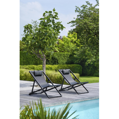 Cabana strandstoel in zwart aluminium met zwart textilene