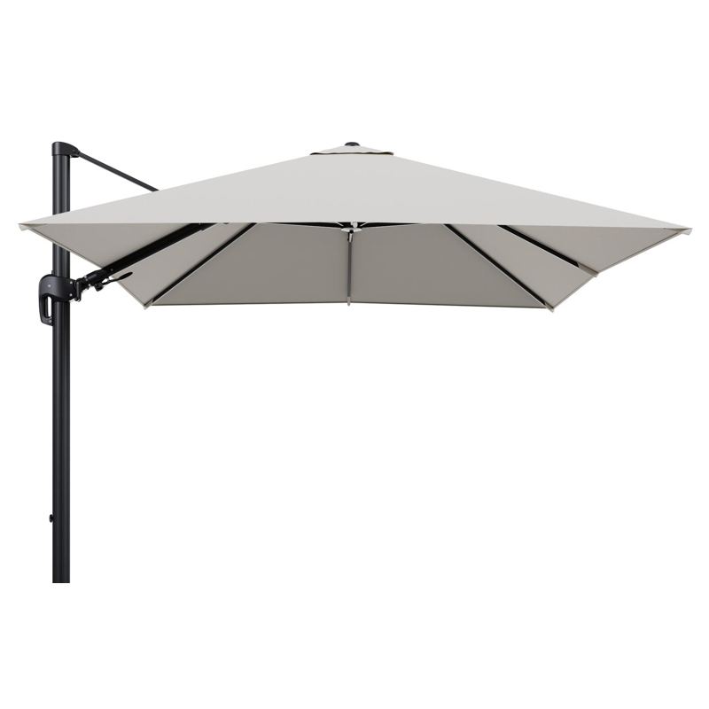 Rufina zweefparasol tiltfunctie in zwart aluminium en parasoldoek in All Weather Sunbrella® Luxe Lopi Marble  - L1 300 x L2 300 cm (zonder voet)