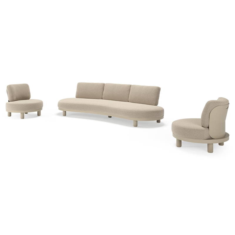 Donato loungeset in beige aluminium met all weather cosytica Marbella Beige kussen
