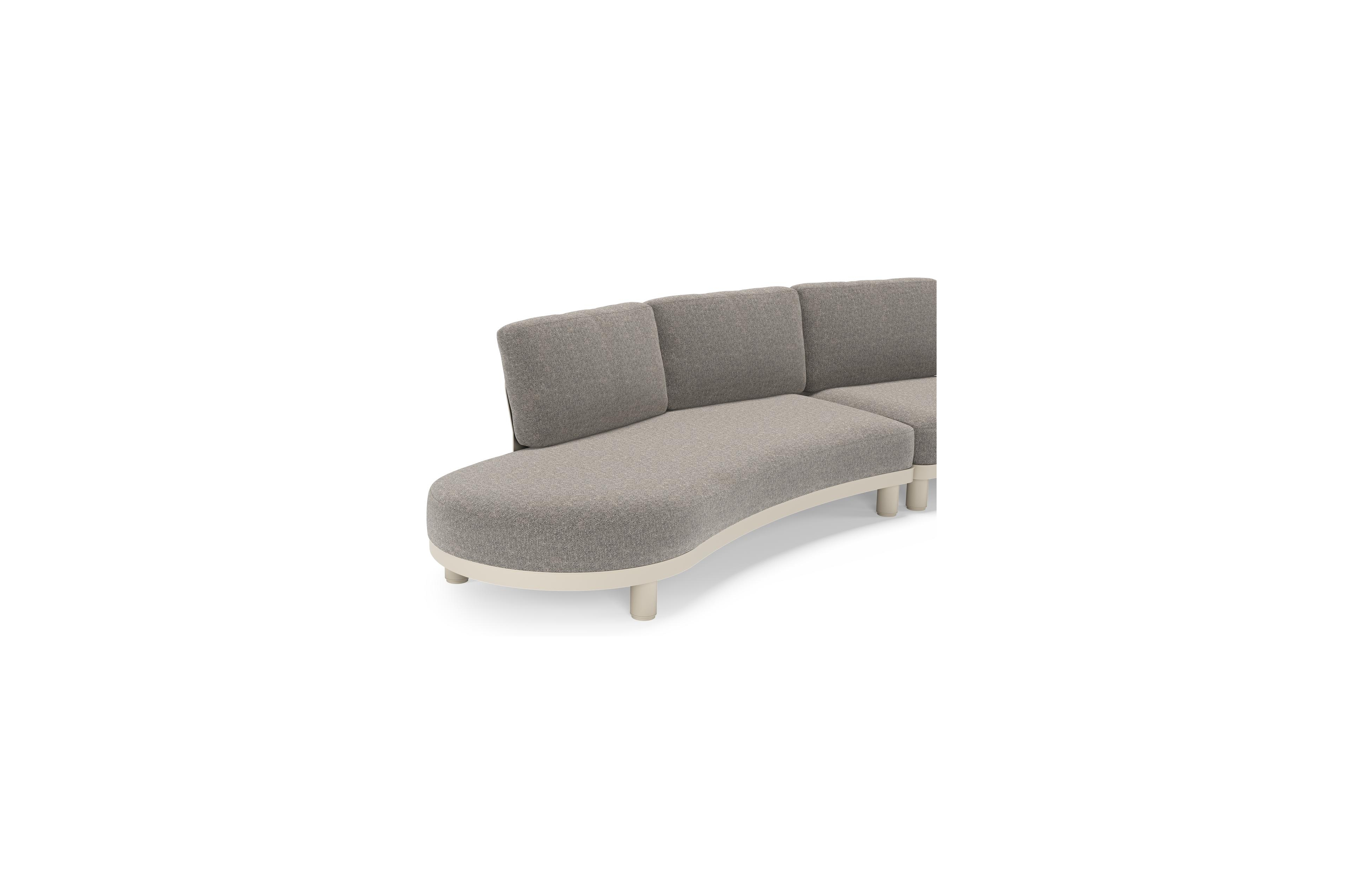 Donato loungebank in beige aluminium met all weather sunbrella® luxe Chartres Drizzle kussen