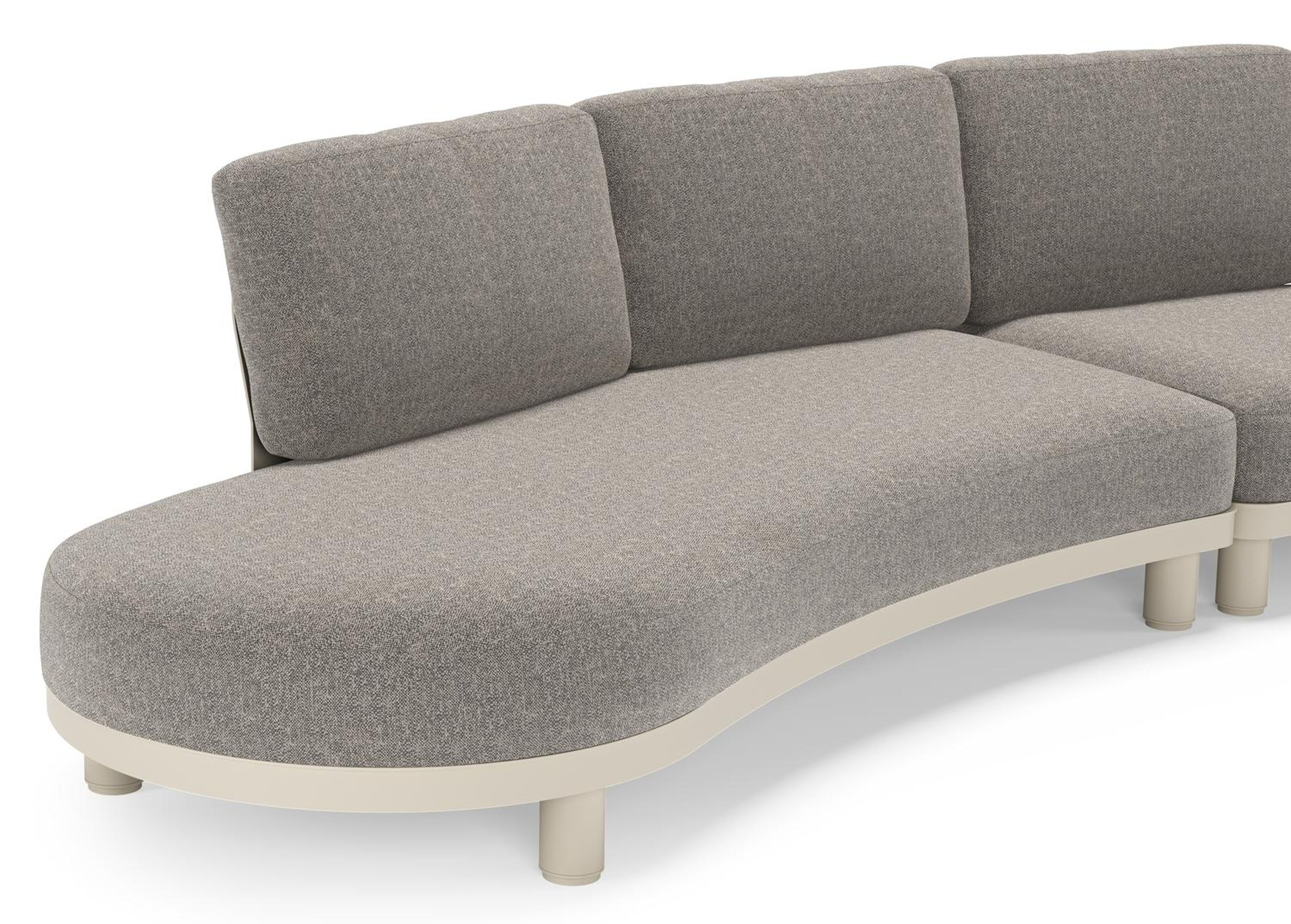 Canapé de jardin Donato en aluminium beige et coussins en all weather sunbrella® luxe Chartres Drizzle