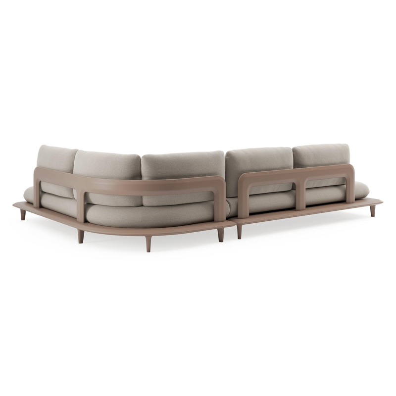 Bomero loungehoek in taupe aluminium met savane coconut all weather sunbrella® luxe kussen