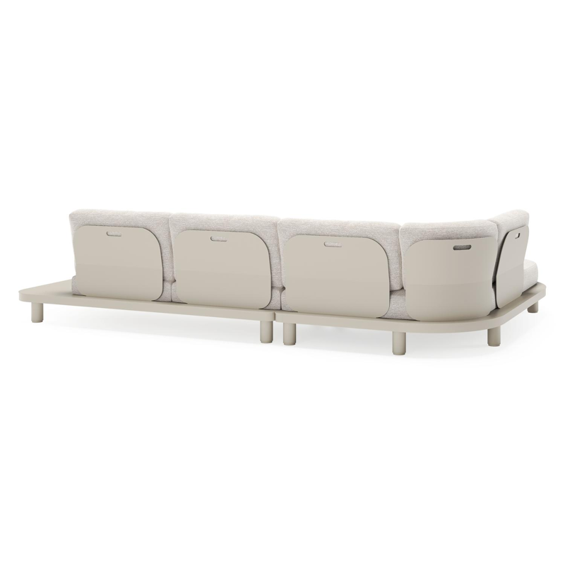 Salon de jardin d'angle Donato en aluminium beige et coussins en all weather sunbrella® luxe tundra sand