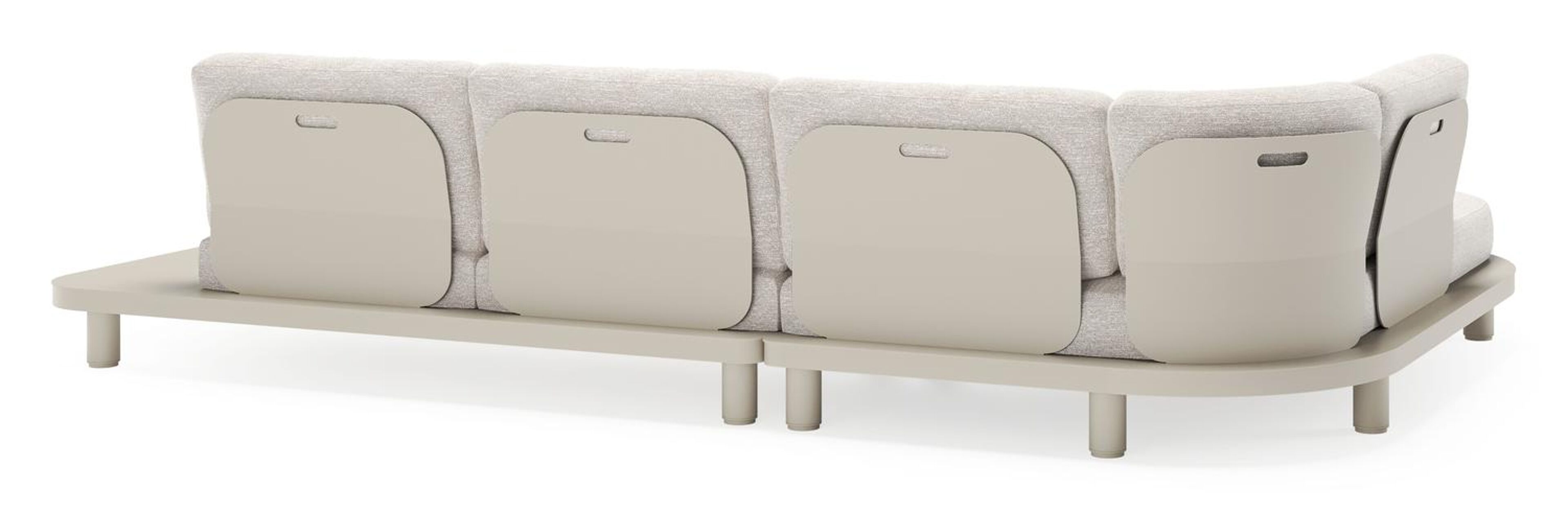 Salon de jardin d'angle Donato en aluminium beige et coussins en all weather sunbrella® luxe tundra sand