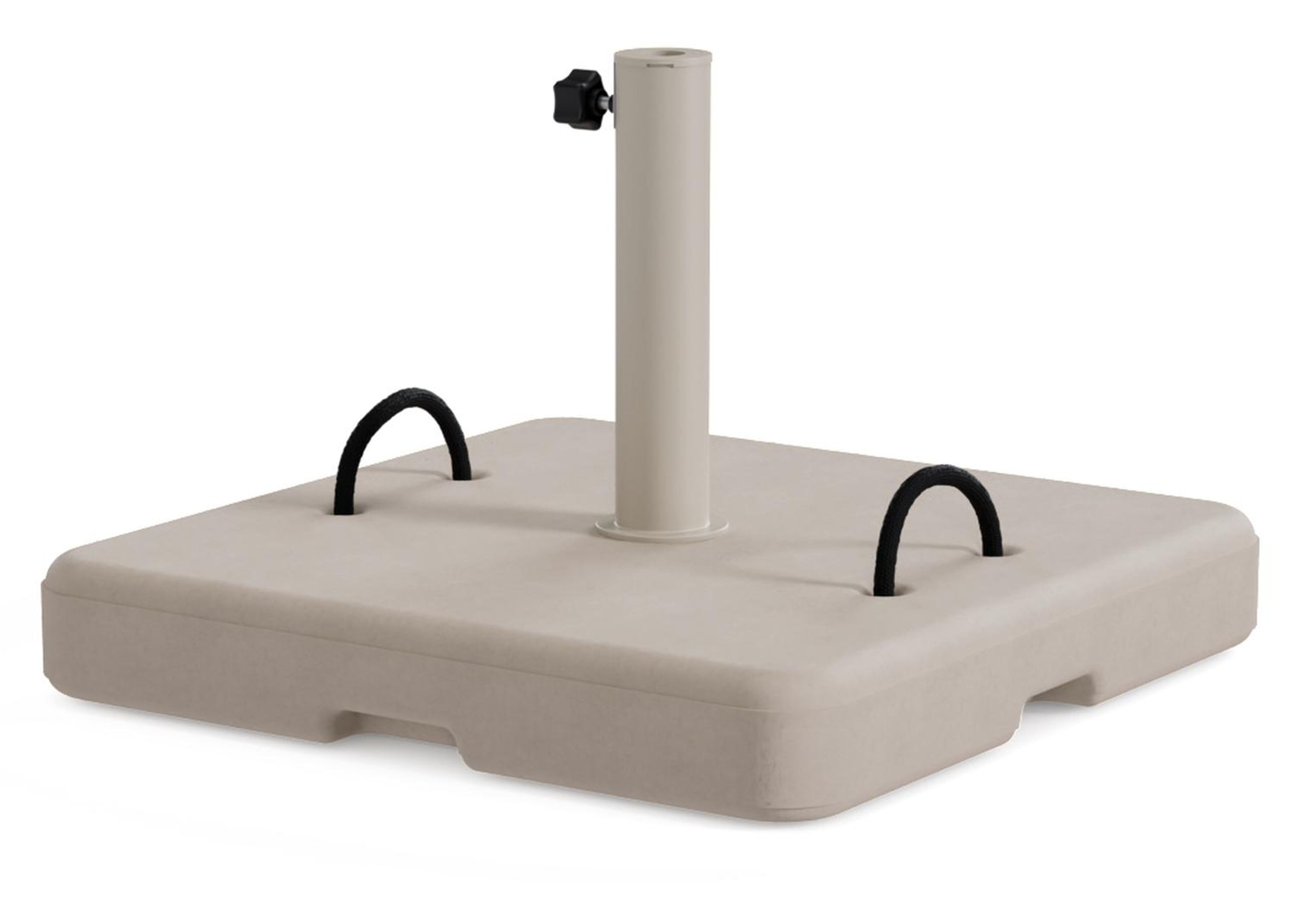 Viola staanparasol in beige aluminium en beige Weather+ Softtouch parasoldoek - L1 300 x L2 300 cm met parasolvoet Intenso 60 kg