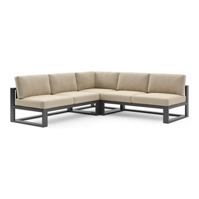 Verato loungehoek in zwart aluminium met althea camel all weather cosytica kussen