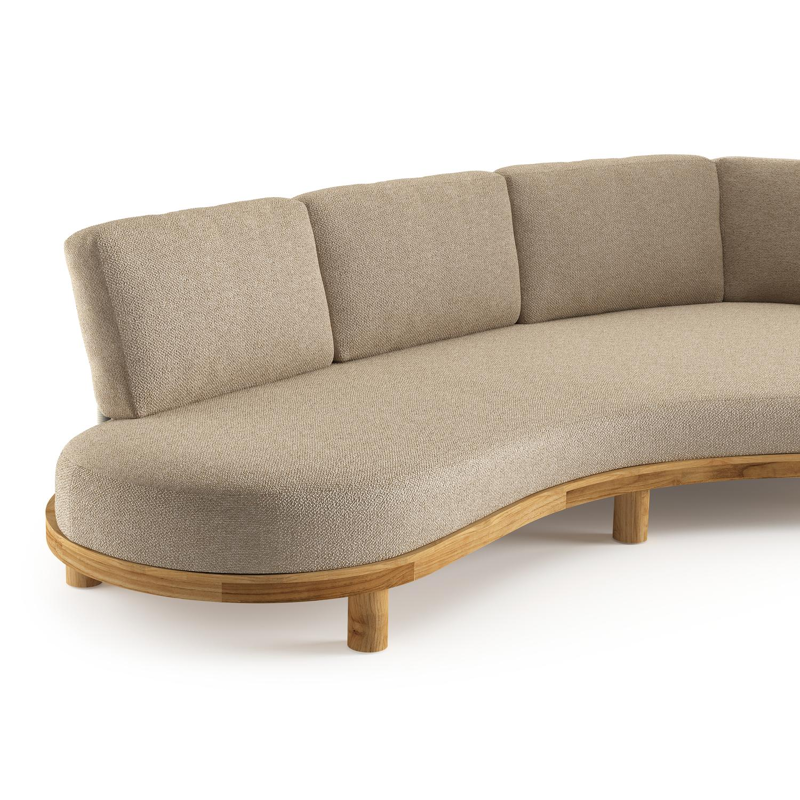 Canapé de jardin Donato en teck et coussins en all weather cosytica madagascar oak