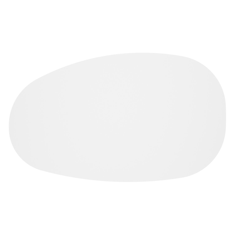 Table de basse Donato organique en aluminium beige et céramique pleine Arctic White - Lg. 151 x Lrg. 90 x Haut. 24.5 cm