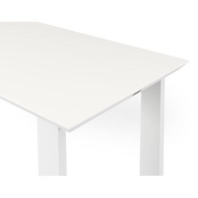 Table de jardin Pagino en aluminium blanc et céramique pleine arctic white - Lg 220 x Larg. 70 x H 106 cm