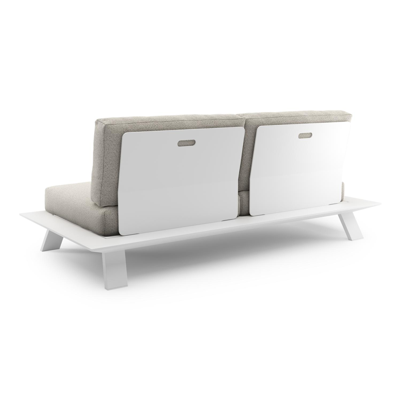 Canapé de jardin Cesano en aluminium blanc et coussin en all weather Solica firenze natural