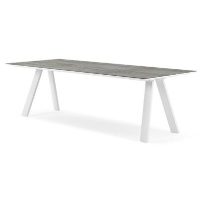 Cesano tuintafel in wit aluminium en volkeramiek aspen grey - L 240 x B 100 x H 75 cm