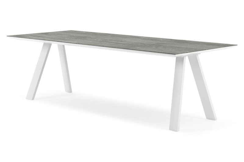 Cesano tuintafel in wit aluminium en volkeramiek aspen grey - L 240 x B 100 x H 75 cm