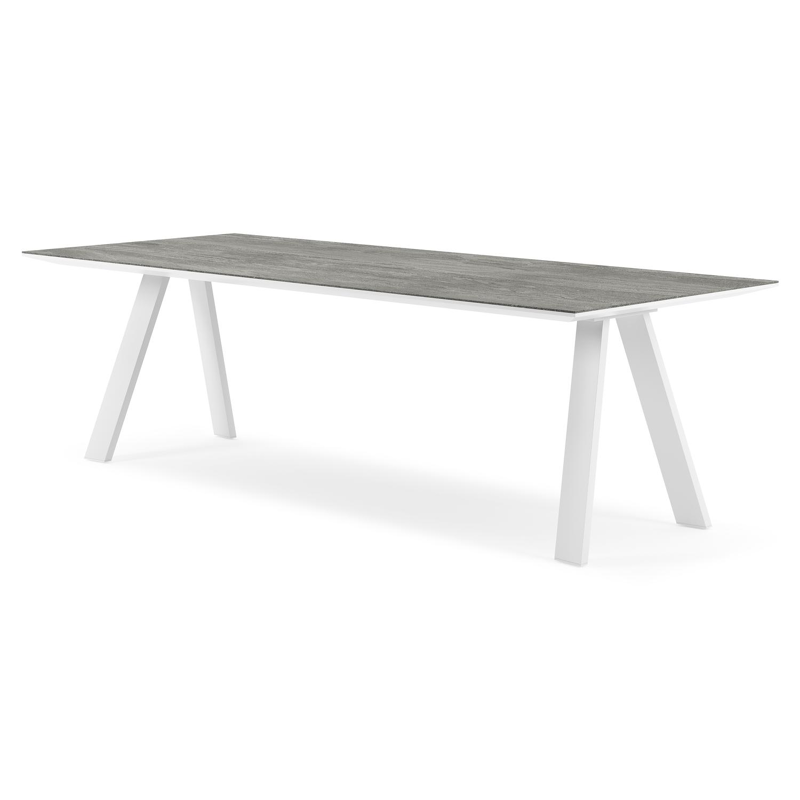 Cesano tuintafel in wit aluminium en volkeramiek aspen grey - L 240 x B 100 x H 75 cm
