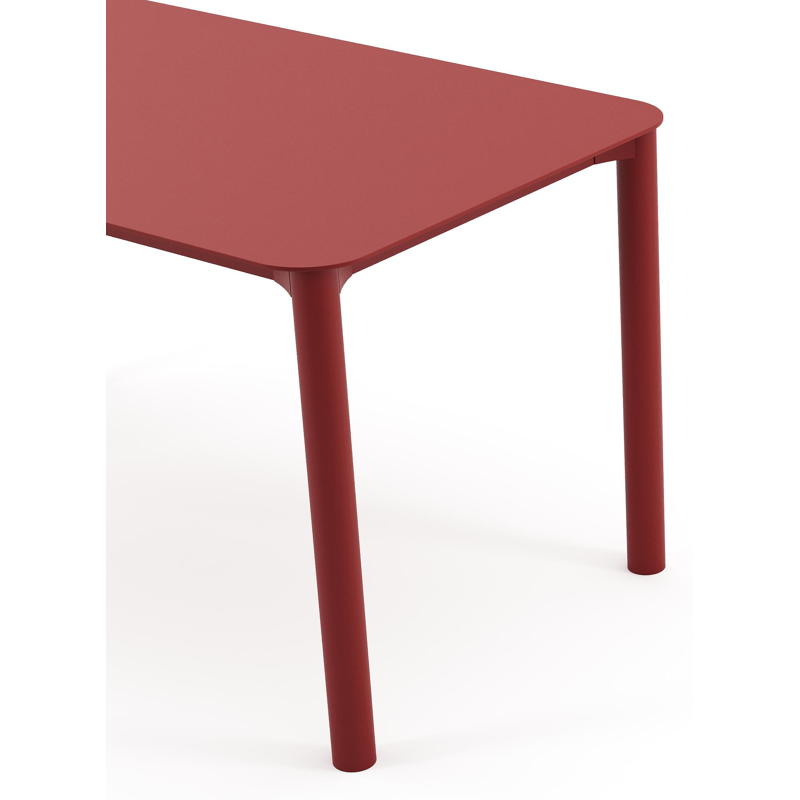 Table de jardin rectangulaire Orso arrondie en aluminium ruby - Lg. 140 x Lrg. 80 x Haut. 74,5 cm