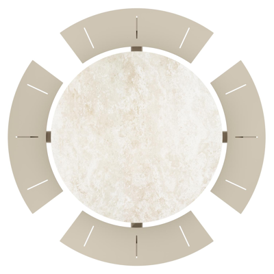 Rondino picknicktafel in beige aluminium en volkeramiek Rapolano - Dia. 148 cm