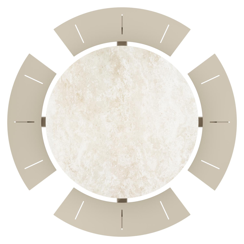 Rondino picknicktafel in beige aluminium en volkeramiek Rapolano - Dia. 148 cm