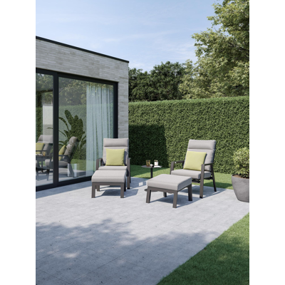 Mismo loungestoel in zwart aluminium met grijs weather+ softtouch kussens