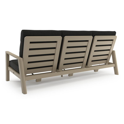 Cirello loungebank 3-zit in beige aluminium met chartres sooty all weather sunbrella® luxe kussen