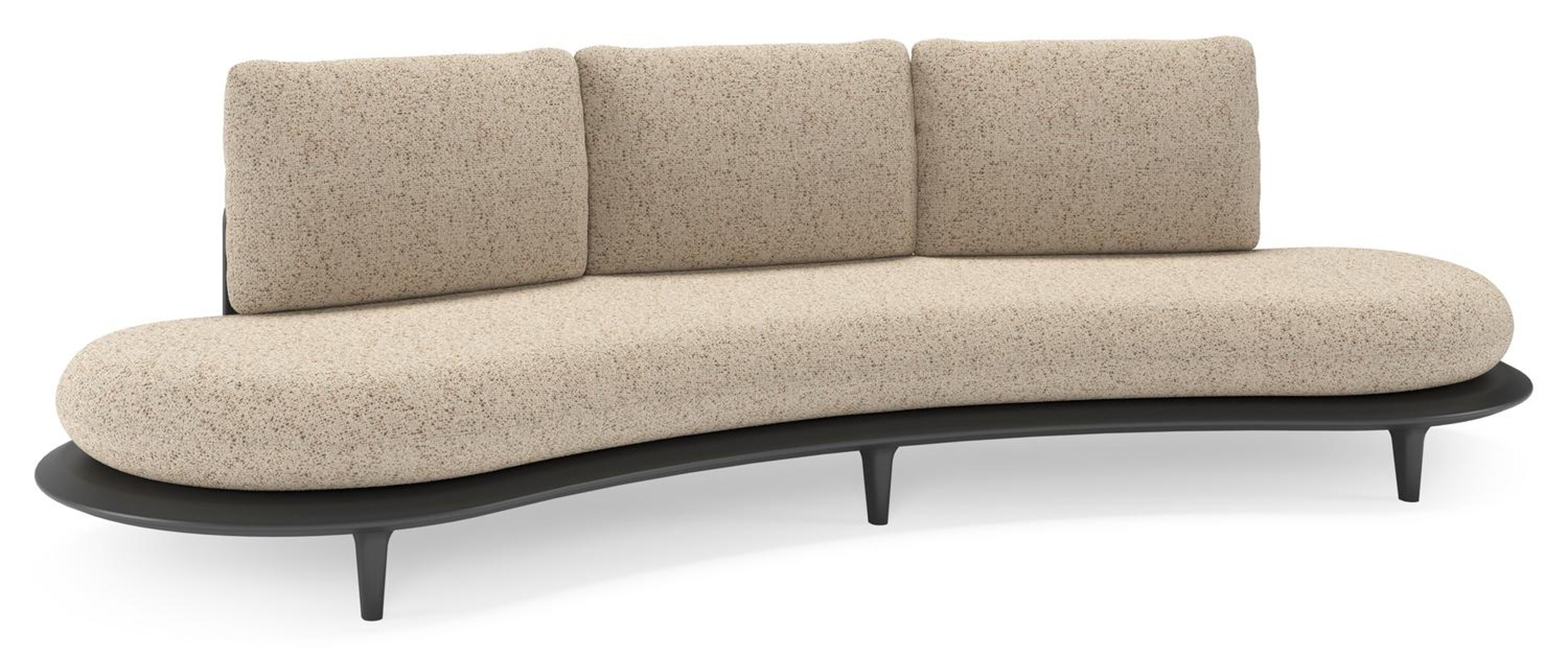 Bomero loungebank in zwart aluminium met bora jungle all weather cosytica kussen