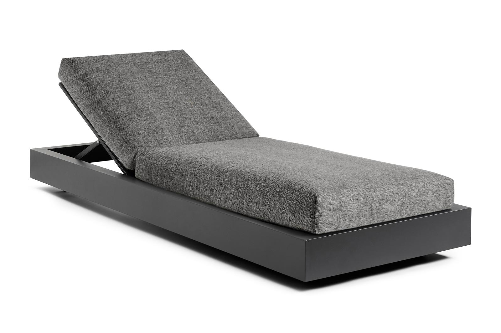 Como verstelbaar ligbed in zwart aluminium met chartres drizzle all weather sunbrella® luxe kussens