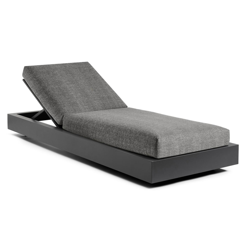 Como verstelbaar ligbed in zwart aluminium met chartres drizzle all weather sunbrella® luxe kussens