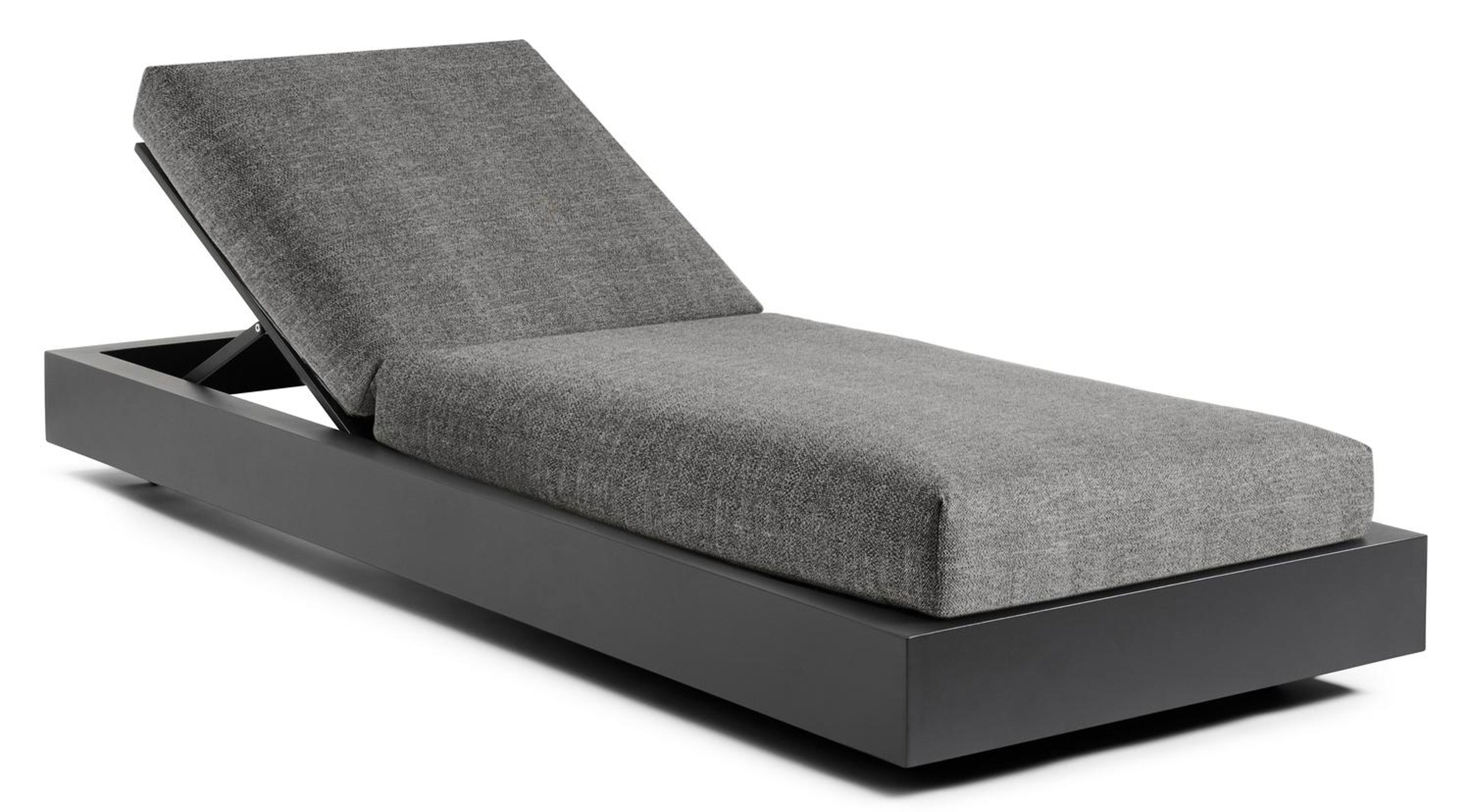 Chaise longue réglable Como en aluminium noir avec all weather sunbrella® luxe chartres drizzle coussin