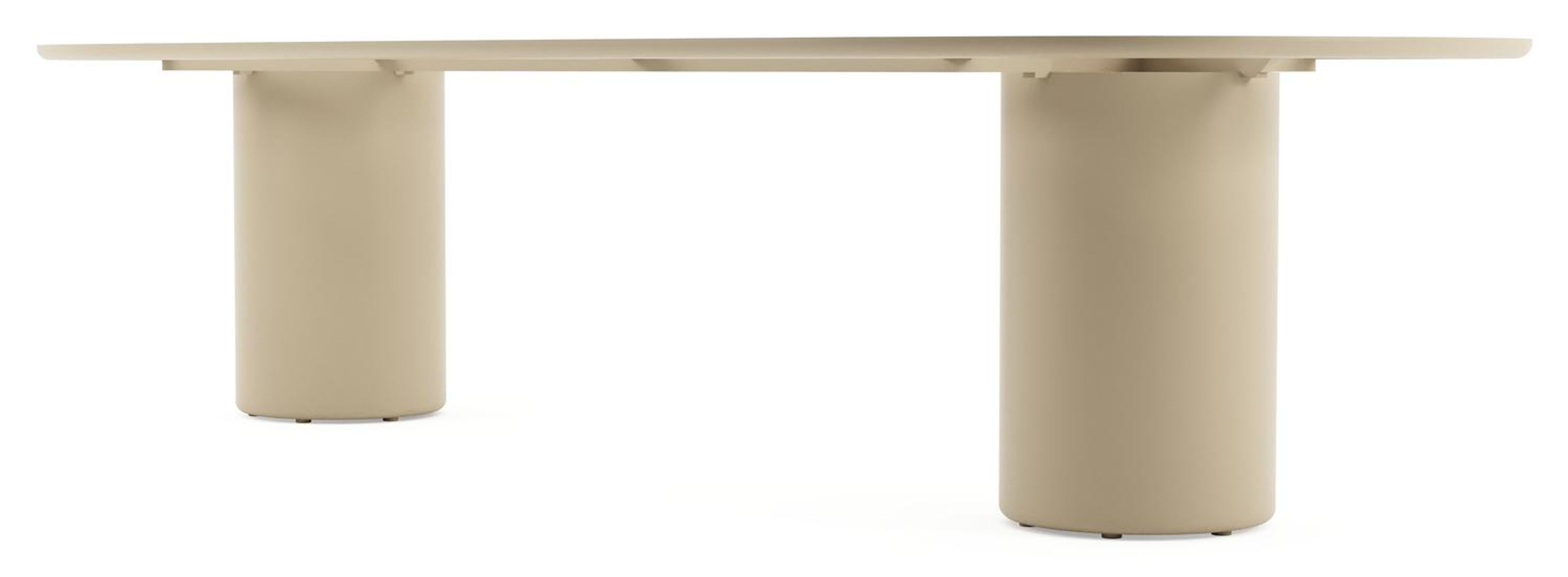 Table de jardin Amico bombo en aluminium beige et céramique pleine Rapolano - Lg. 320 x Lrg. 130 x Haut. 73.5 cm