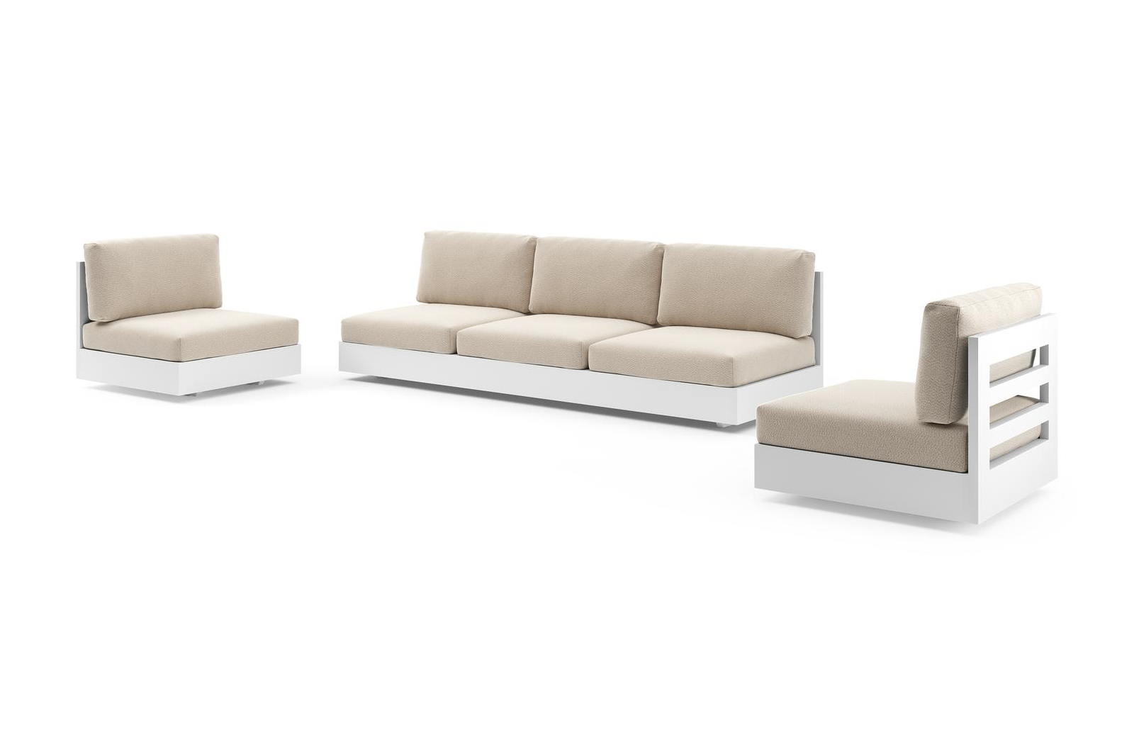 Como loungeset in wit aluminium met lopi sand all weather sunbrella® luxe kussen