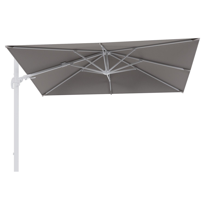 Avola zweefparasol met tiltfunctie in wit aluminium met natte graumel chalk all weather sunbrella® premium parasoldoek - L1 200 x L2 300 cm (zonder voet)