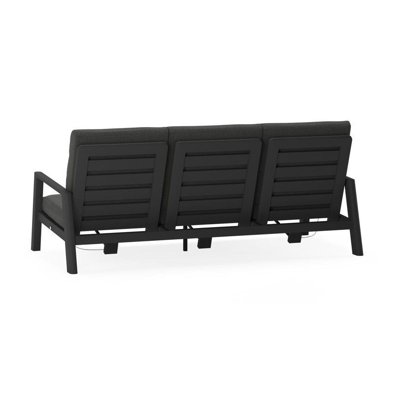 Cirello loungebank 3-zit in zwart aluminium met chartres sooty all weather sunbrella® luxe kussen