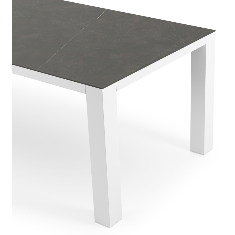 Nano tuintafel rechthoekig in wit aluminium en volkeramiek Calatorao - L 240 x B 100 x H 75 cm