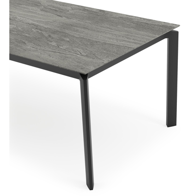 Cirello tuintafel in zwart aluminium en volkeramiek aspen grey - L 240 x B 100 x H 75 cm