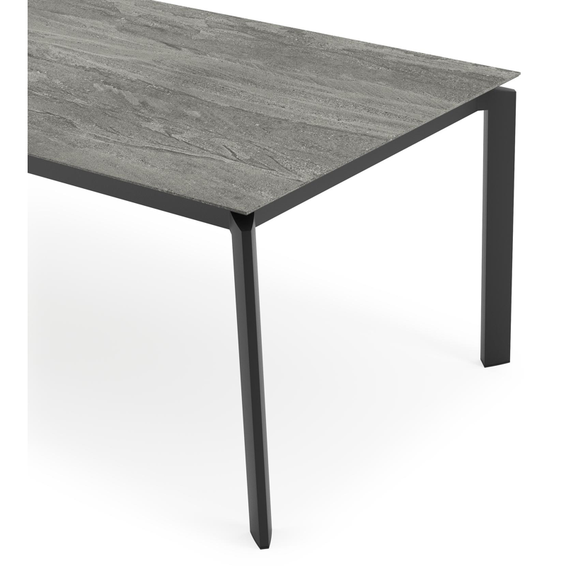 Table de jardin Cirello en aluminium noir et céramique pleine aspen grey - Lg 240 x Larg. 100 x H 75 cm