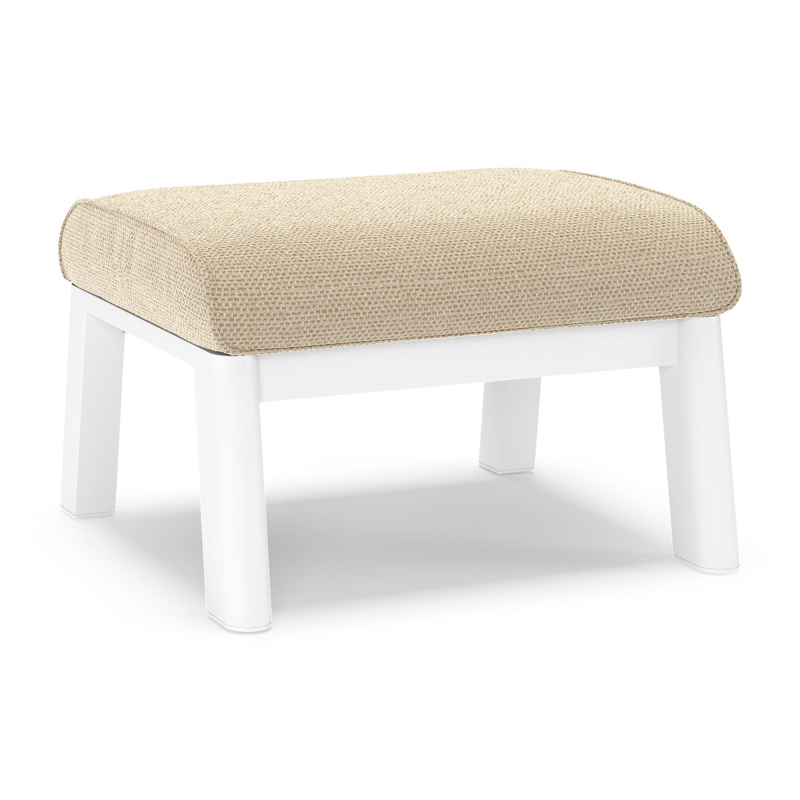 Cirello poef in wit aluminium met althea camel all weather cosytica kussen