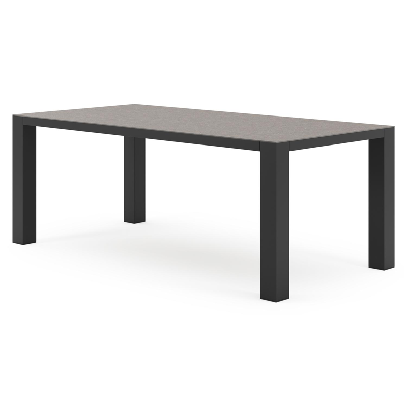 Nano tuintafel rechthoekig in zwart aluminium en volkeramiek wulong - L 200 x B 100 x H 75 cm