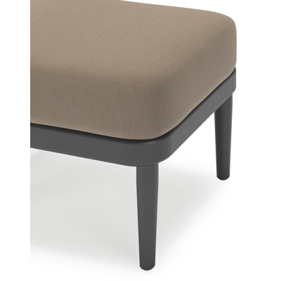 Pouf Orso en aluminium noir et coussins en all weather sunbrella® luxe Natte Heather Grey