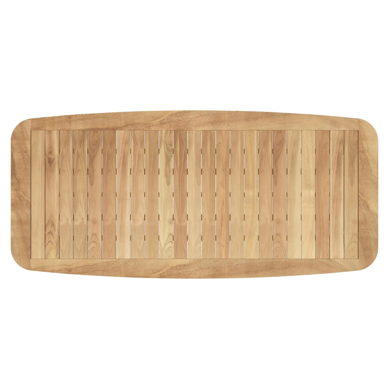 Mosa bootvormige tuinset in wit aluminium en teak natural finish met 8 Cosa tuinstoelen