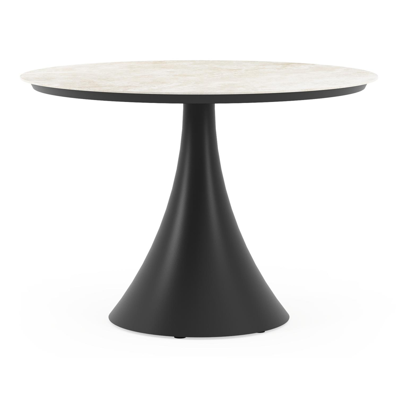 Table de jardin Fano ronde en aluminium noir et céramique Rapolano - Diam. 110 x Haut. 75 cm