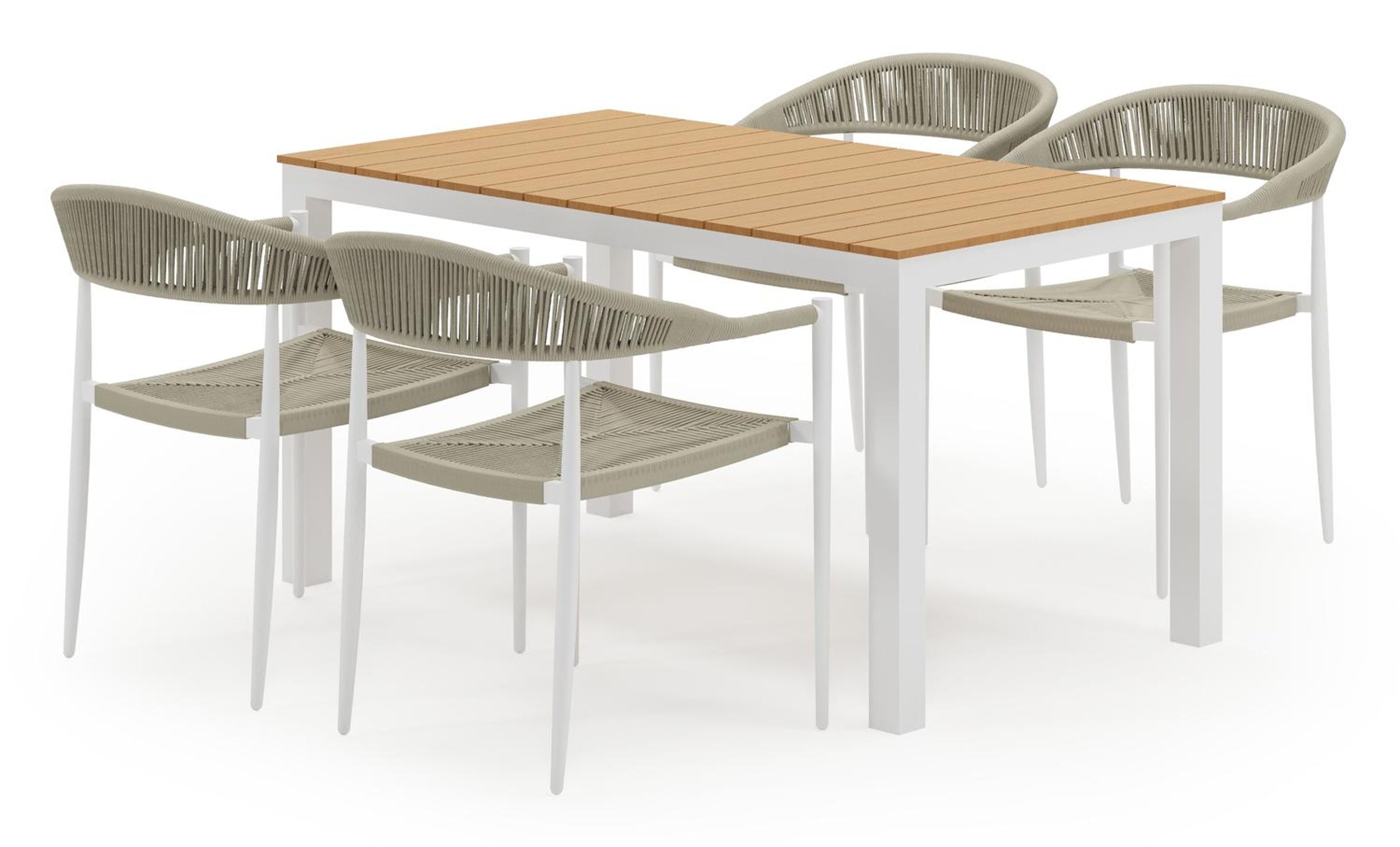 Toma tuinset in wit aluminium en polywood met 4 Guarda tuinstoelen