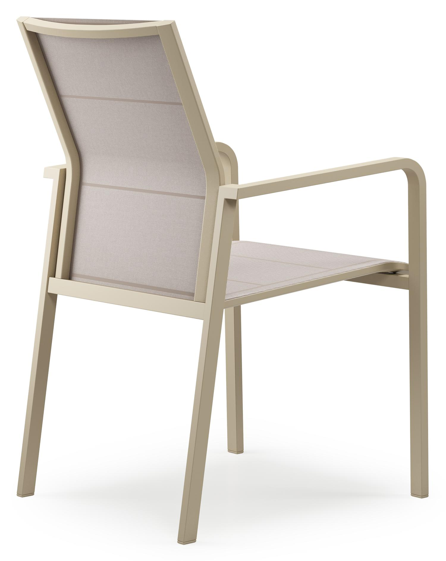 Chaise de jardin empilable Como en aluminium beige et textilène simple beige 
