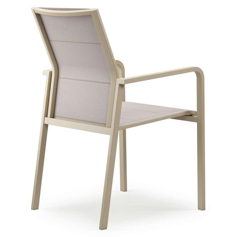 Como stapelbare tuinstoel in beige aluminium en beige single textilene