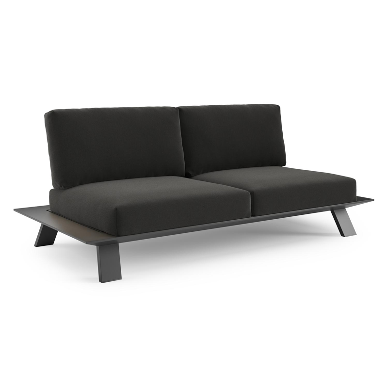 Cesano loungebank in zwart aluminium met natte sooty all weather Sunbrella® luxe kussen