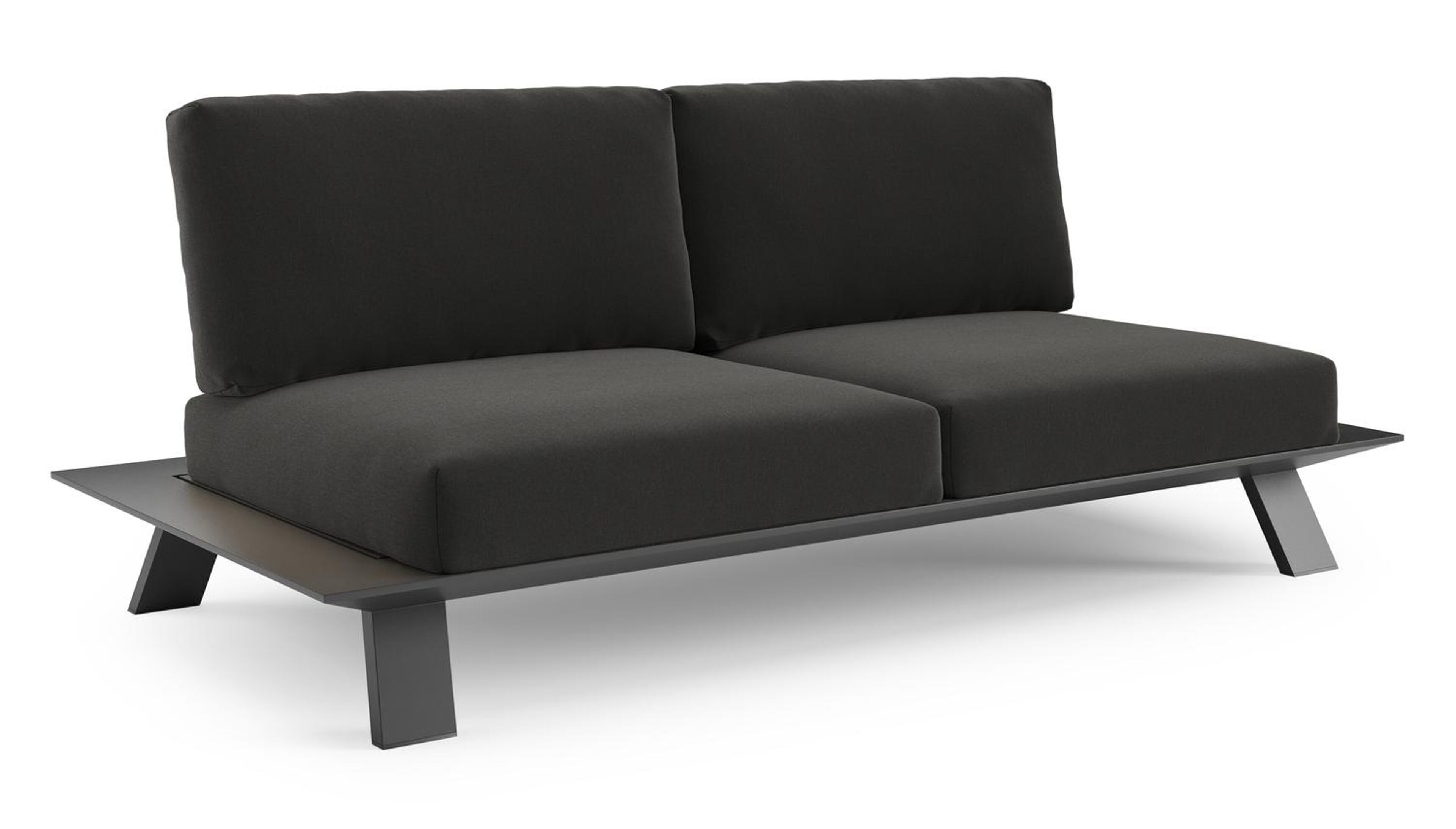 Cesano loungebank in zwart aluminium met natte sooty all weather Sunbrella® luxe kussen