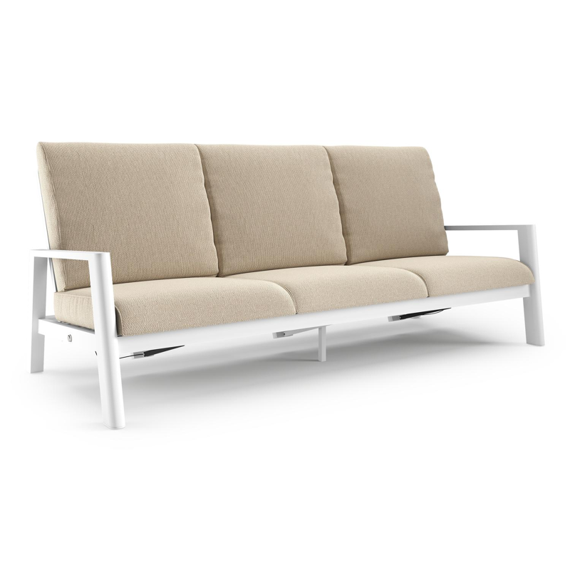 Cirello loungebank in wit aluminium met althea chalk all weather cosytica kussen