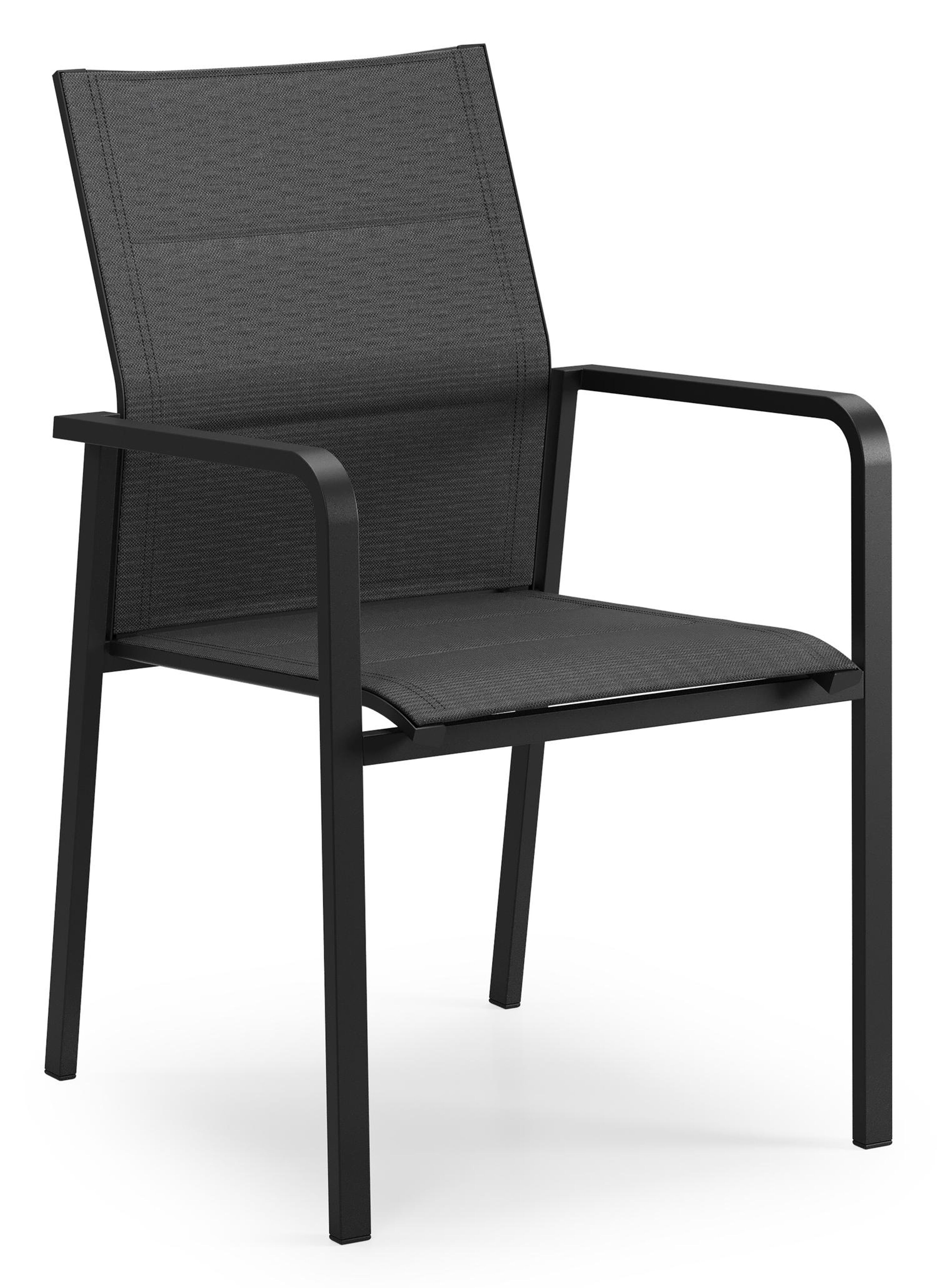 Como stapelbare tuinstoel in zwart aluminium en zwart comfort textilene